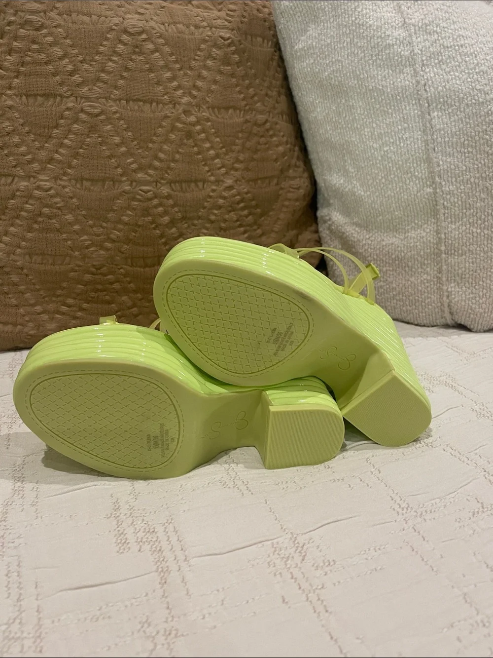 Jessica Simpson Neon Lime Platform Wedge Sandals